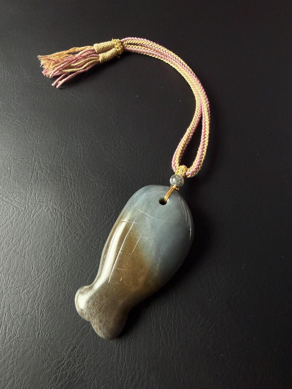 Large Natural Jade Fish Pendant Car Charm Handheld Stress Stone handmade